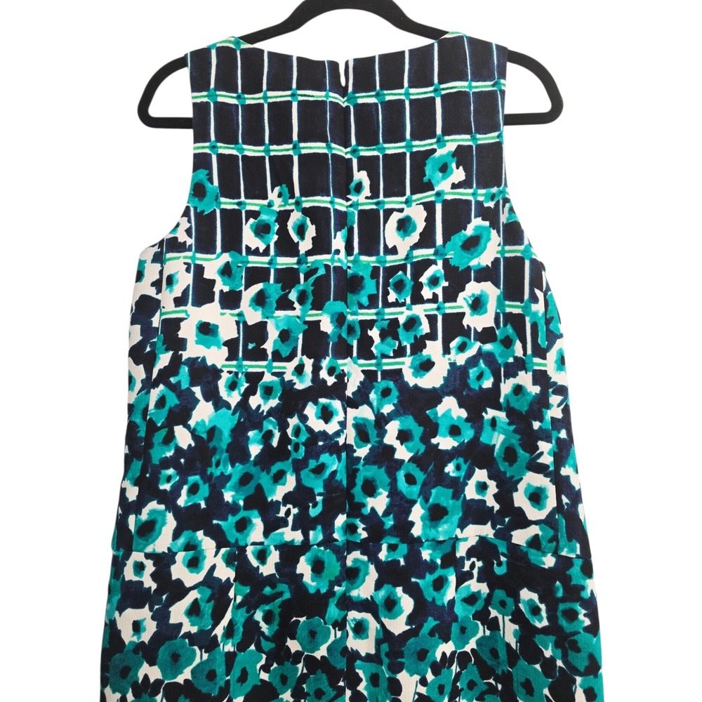 Adrianna‎ Papell Blue Teal Floral Shift Dress 10 Career Wedding Guest Preppy - Picture 6 of 9